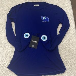 NWT Medium Women’s Lauren Moshi McKinley Evil Eye Thermal Top Blue